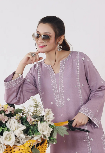 Embroidered Lilac Jacquard set 464611
