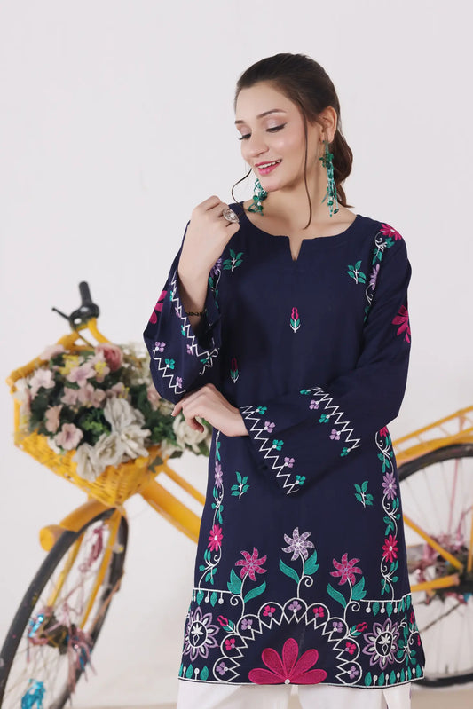 Embroidered Navy Jacquard set 875620