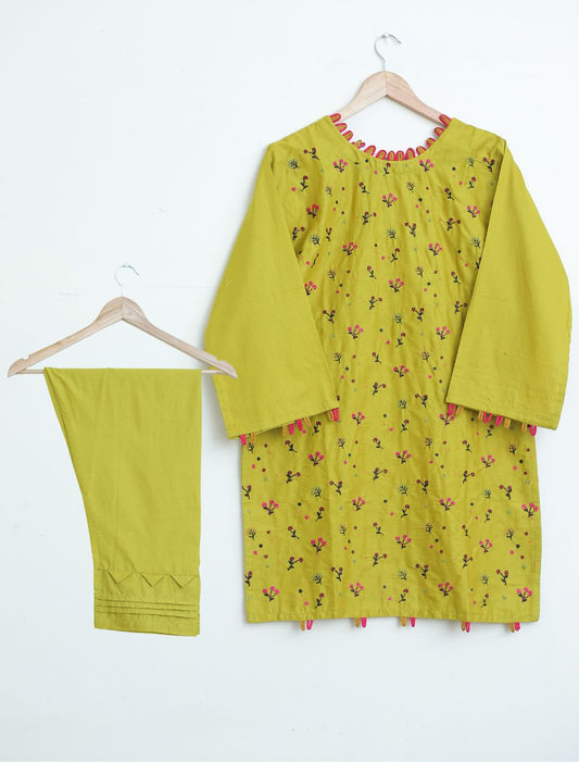 cotton lawn emb 2pc limeGreen125