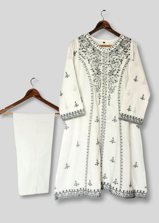 Jacquard emb 2pc - white 79342