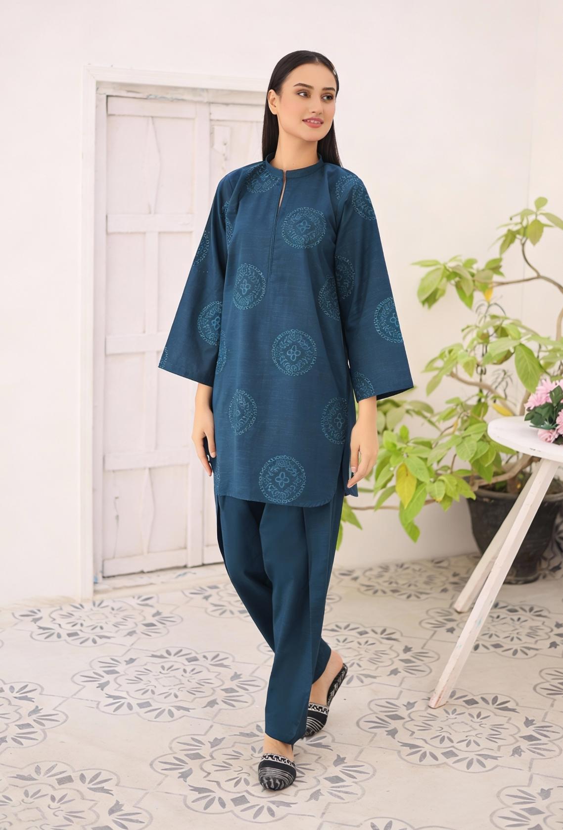 khaddar solid 2pc -79329 zinc blue