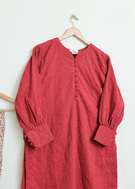 Cotton emb 2pc set-79123 maroon