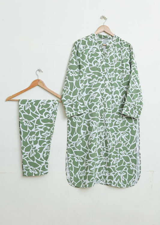 printed 2pc- greenWhite 79093