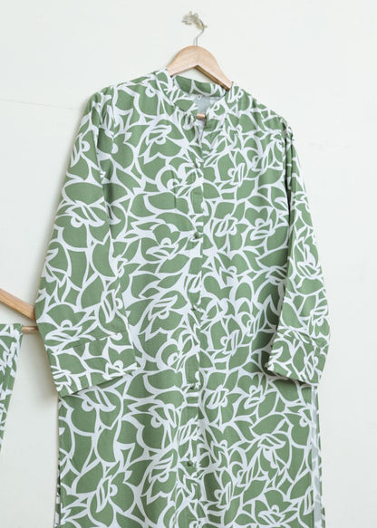 printed 2pc- greenWhite 79093