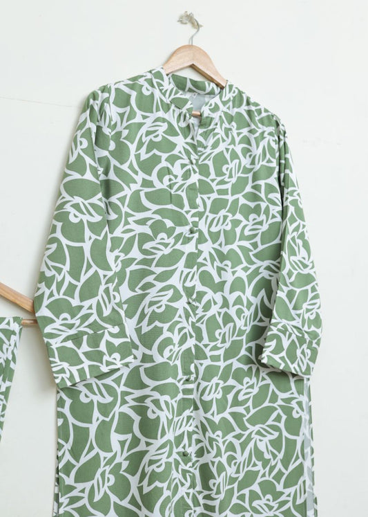 printed 2pc- greenWhite 79093