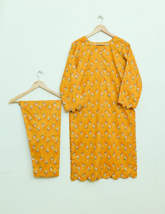 Lawn 2pc set-7841 yellowOrnge