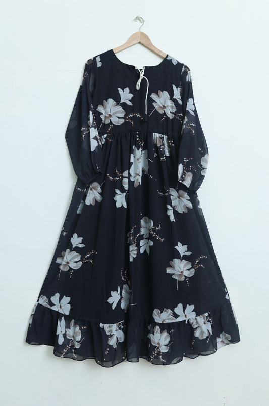 chiffon maxi  blackwhitefl 10131
