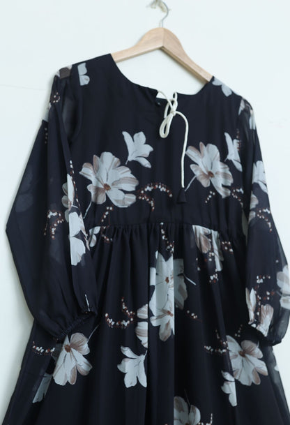 chiffon maxi  blackwhitefl 10131