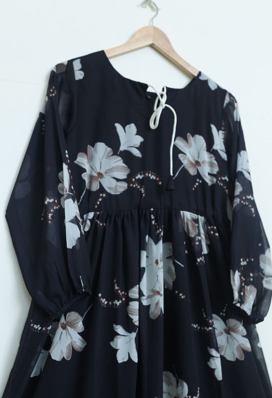 chiffon maxi  blackwhitefl 10131
