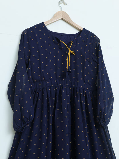 chiffon maxi navyBrpolka 10125