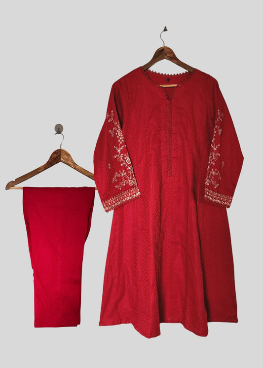 Jacquard emb 2pc - RedMaroon 79340