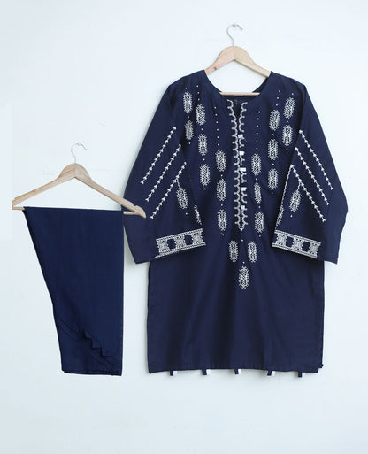 cotton lawn emb 2pc navy131