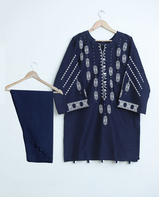 cotton lawn emb 2pc navy131