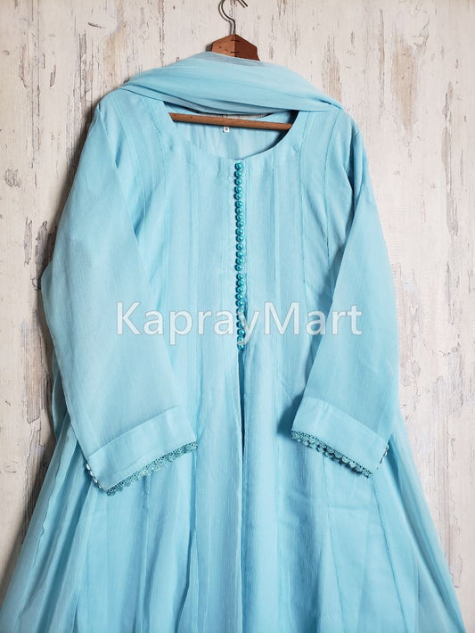 Chiffon kali 3pc suit- sky blue