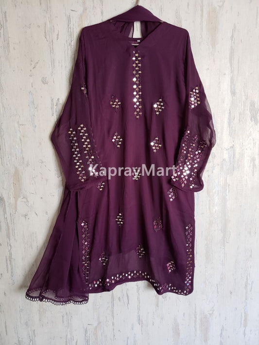 Mirror chiffon suit 3pc suit- purple- 200