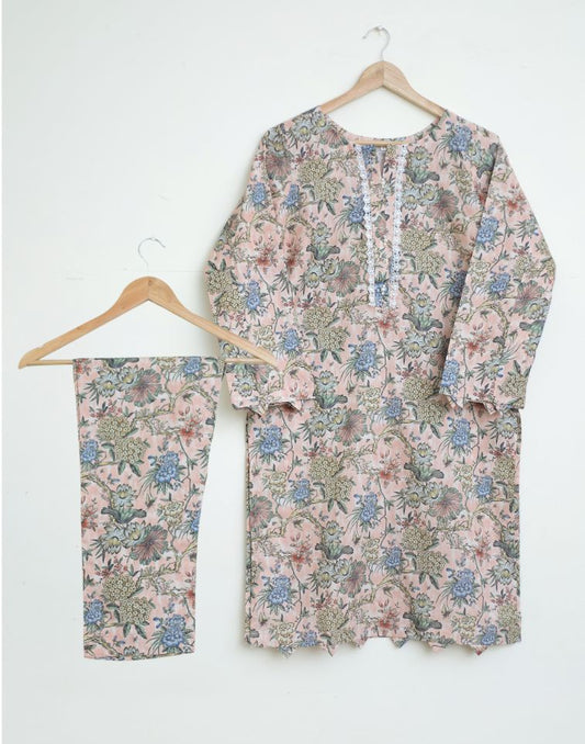 Lawn 2pc set- peachfloral 78608