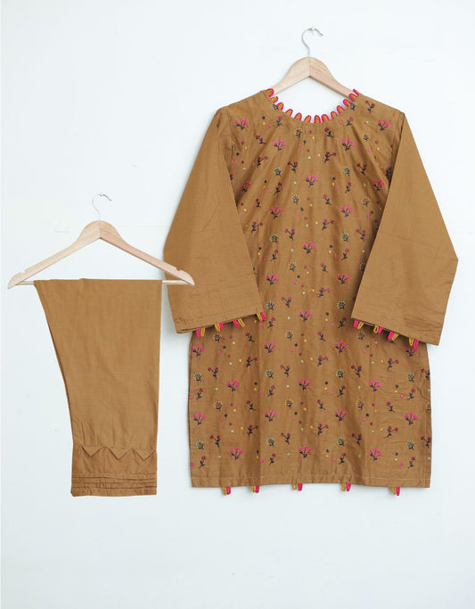 cotton lawn emb 2pc brown125