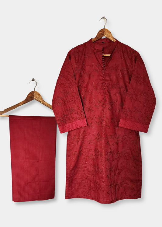 Jacquard emb 2pc - maroon 79343