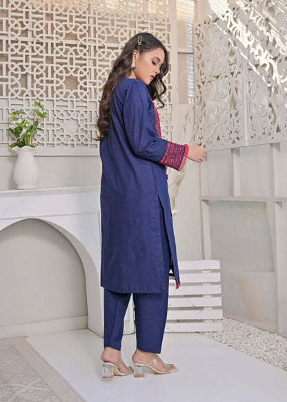 khaddar emb 2pc -79225 navyRed