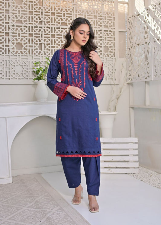 khaddar emb 2pc -79225 navyRed