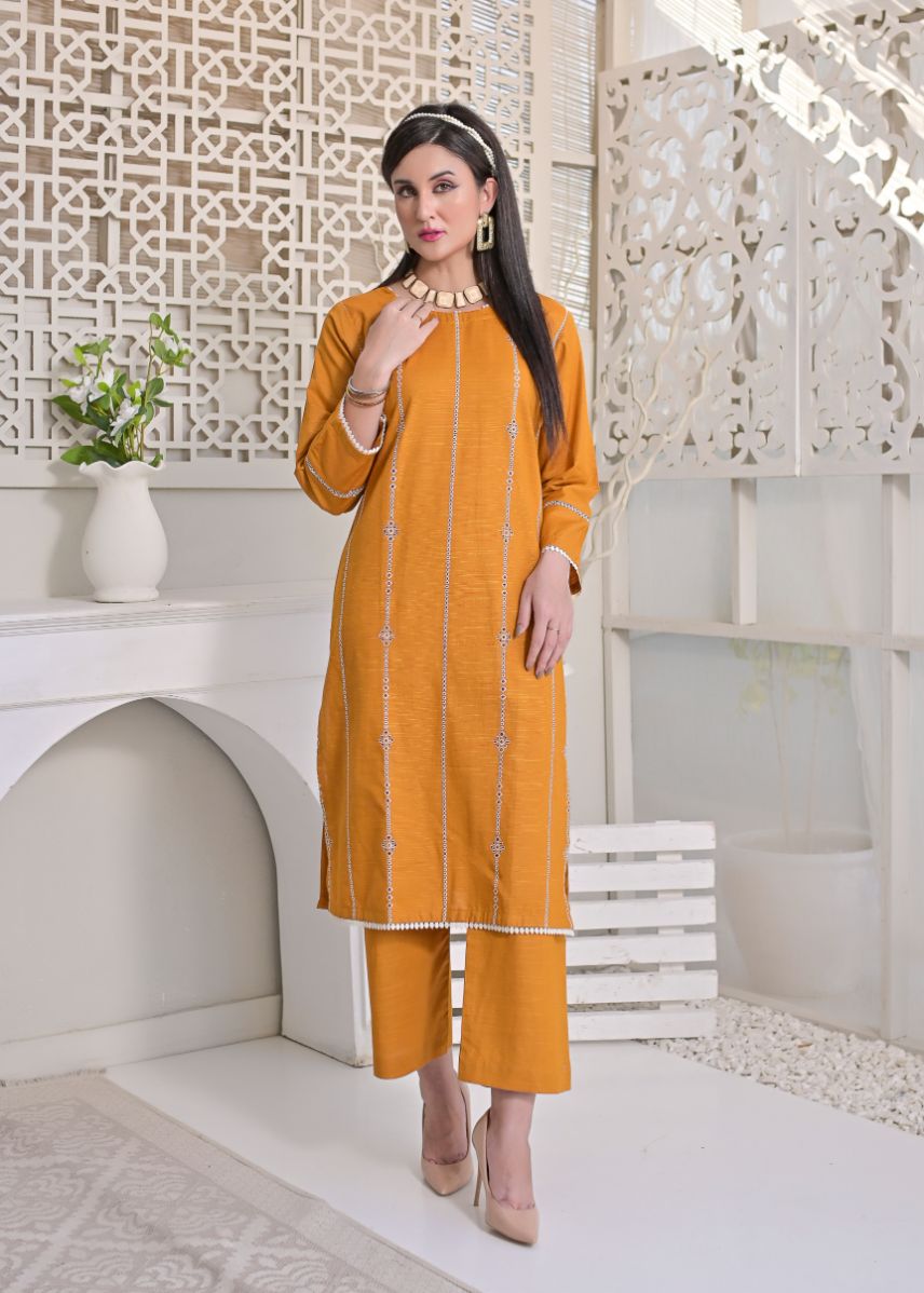 khaddar emb 2pc -79224 mustard