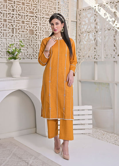 khaddar emb 2pc -79224 mustard