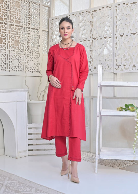 khaddar 2pc -79218 redishMroon