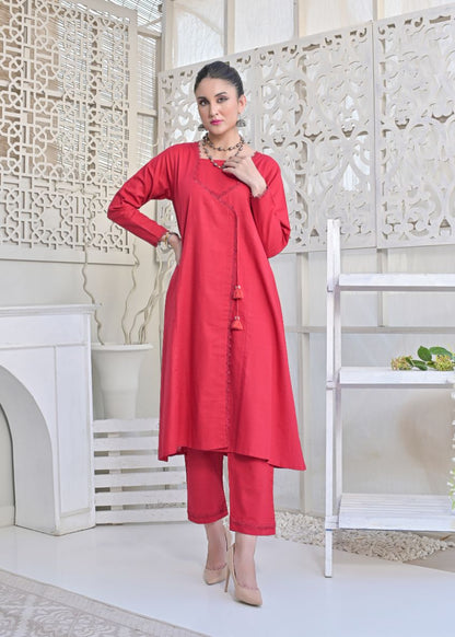 khaddar 2pc -79218 redishMroon