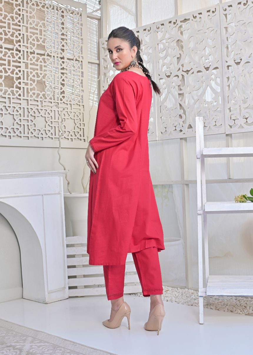 khaddar 2pc -79218 redishMroon