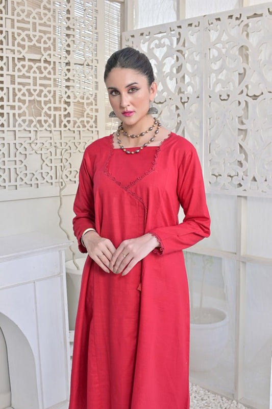 khaddar 2pc -79218 redishMroon