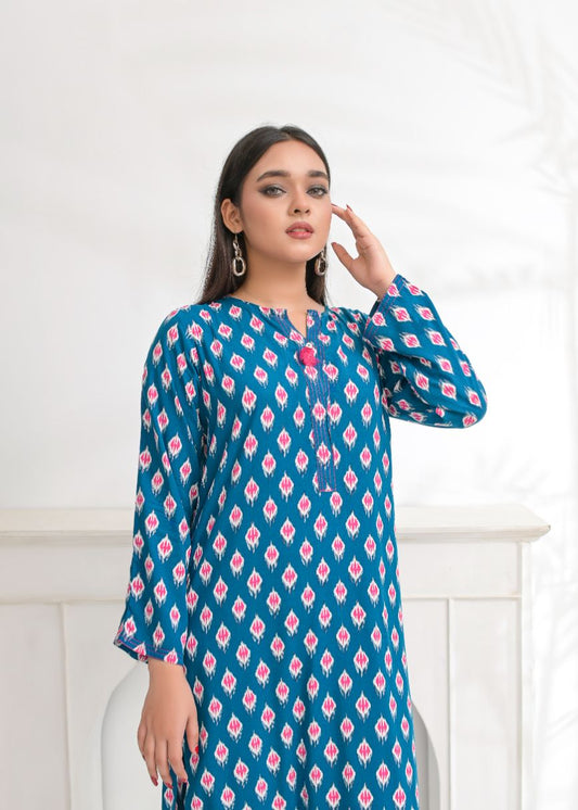Linen 2pc set-78767 tealPnk