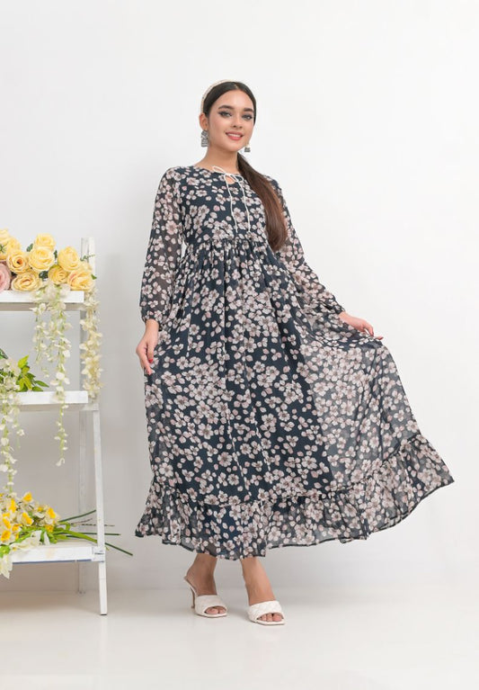 chiffon maxi navypnkFl 10126
