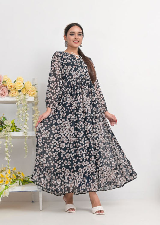 chiffon maxi navypnkFl 10126