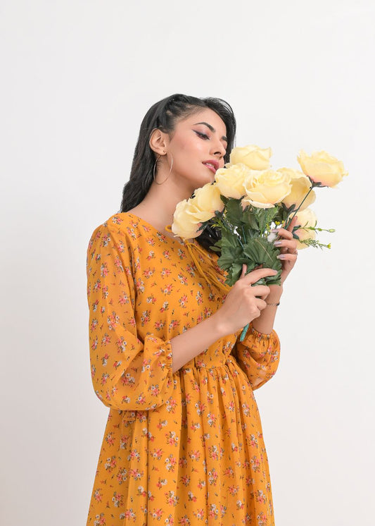 chiffon maxi 10141mustardYell