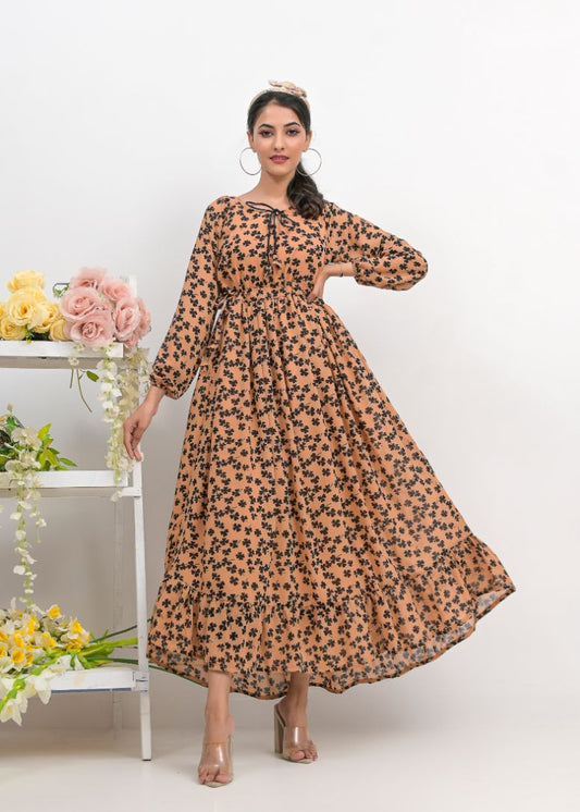 chiffon maxi 10146 BrownLeaf