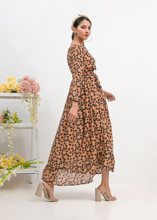 chiffon maxi 10146 BrownLeaf