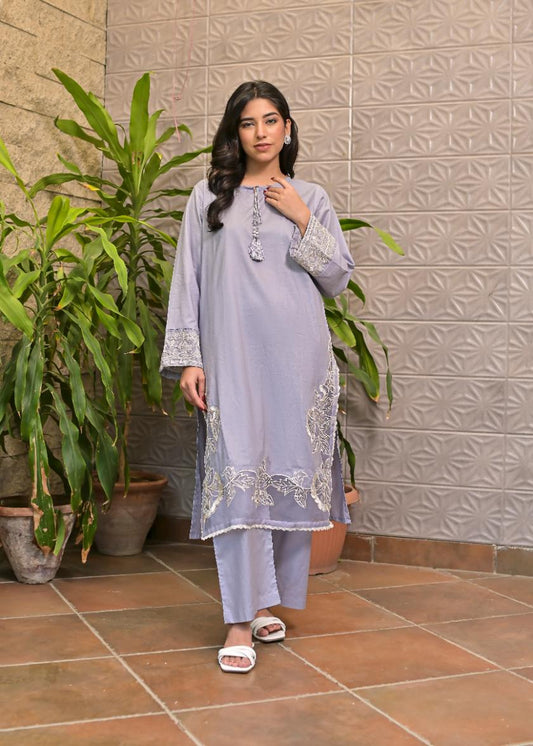 Cotton emb 2pc -79344 lylac