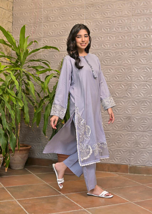 Cotton emb 2pc -79344 lylac