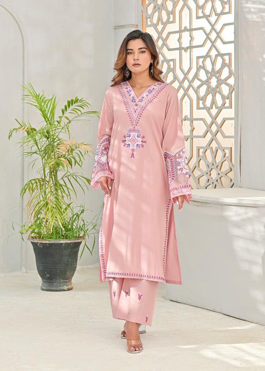 Cotton emb 2pc -78213 teaPink