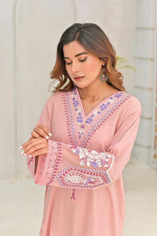 Cotton emb 2pc -78213 teaPink