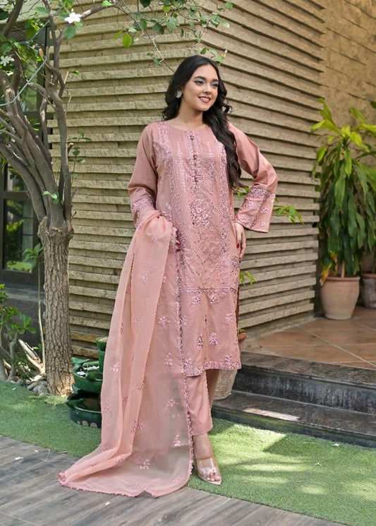 Cotton emb 3pc -79350 TeaPinkL