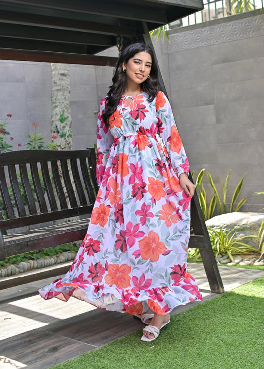 Chiffon maxi PinkOrange 10182