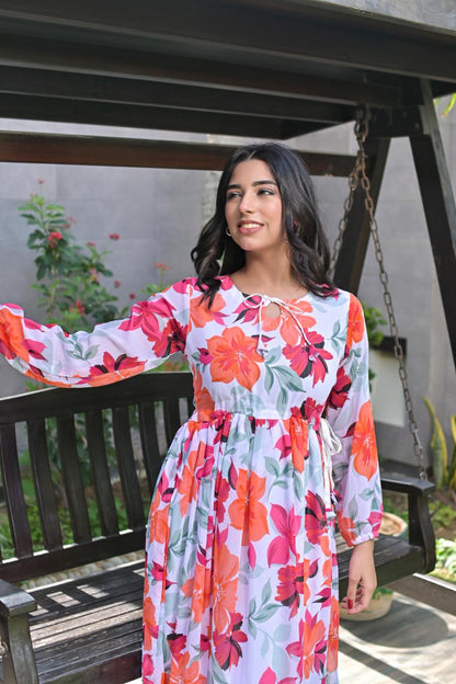 Chiffon maxi PinkOrange 10182