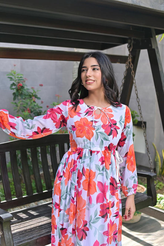 Chiffon maxi PinkOrange 10182