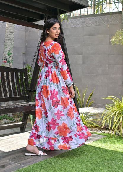 Chiffon maxi PinkOrange 10182