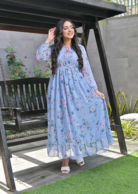 Chiffon maxi lightblue 10184