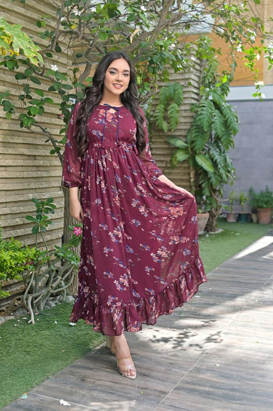 Chiffon maxi burgandy 10186