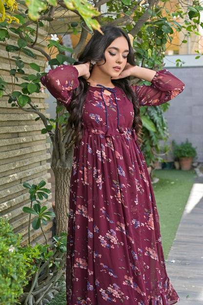 Chiffon maxi burgandy 10186