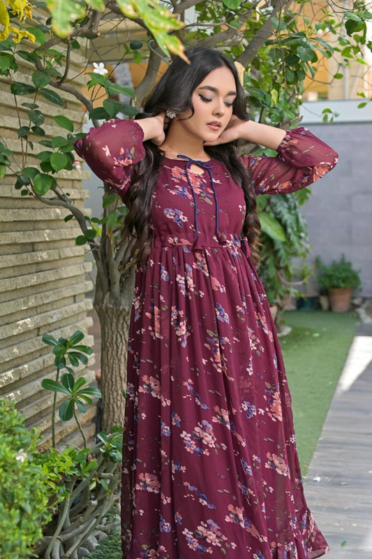 Chiffon maxi burgandy 10186