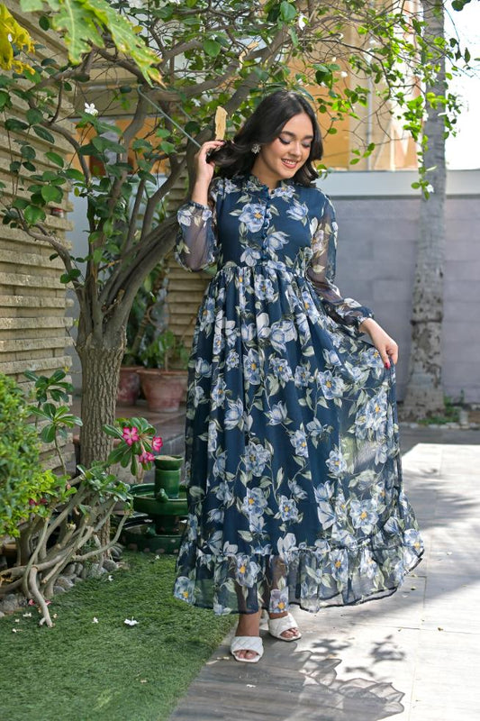 Chiffon maxi blue 10177